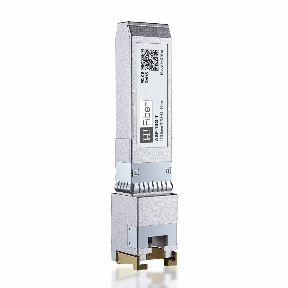 HiFiber 10Gb SFP+ RJ45 Transceiver, 10Gbase-T SFP+ Ethernet Miedź Modul obsługuje 10G/5G/2,5G, CAT.6a/7, 30 m, dla Cisco SFP-10G-T-S, Ubiquiti UF-RJ45-10G, UniFi, TP-Link, Fortinet, Netgear, D-Link