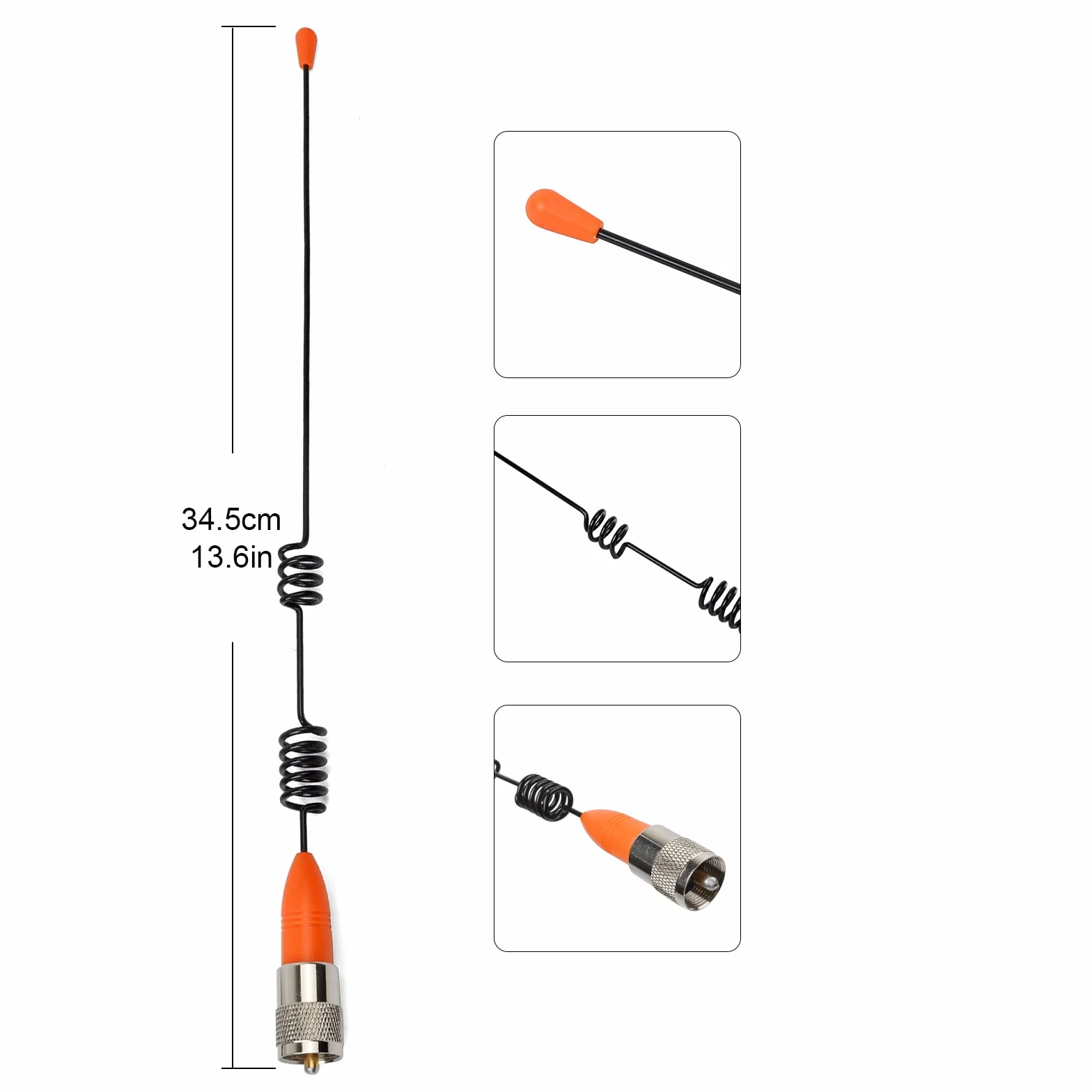 HYS Antena FM, 156-163 MHz, antena z uchwytem, 5 m, kabel RG58, kompatybilna z urządzeniami mobilnymi VHF do jachtów, statków, samochodów ciężarowych, kamperów (pomarańczowa)