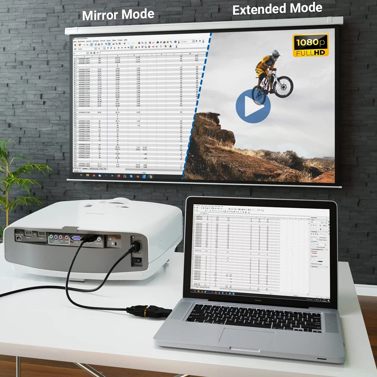 deleyCON Kabel Przejściowy z Displayport na VGA - Kabel Przejściowy z Wtyczki DP Displayport na Gniazdo VGA Pozłacane Styki do Podłączenia Telewizora Projektora Komputera Laptopa Notebooka