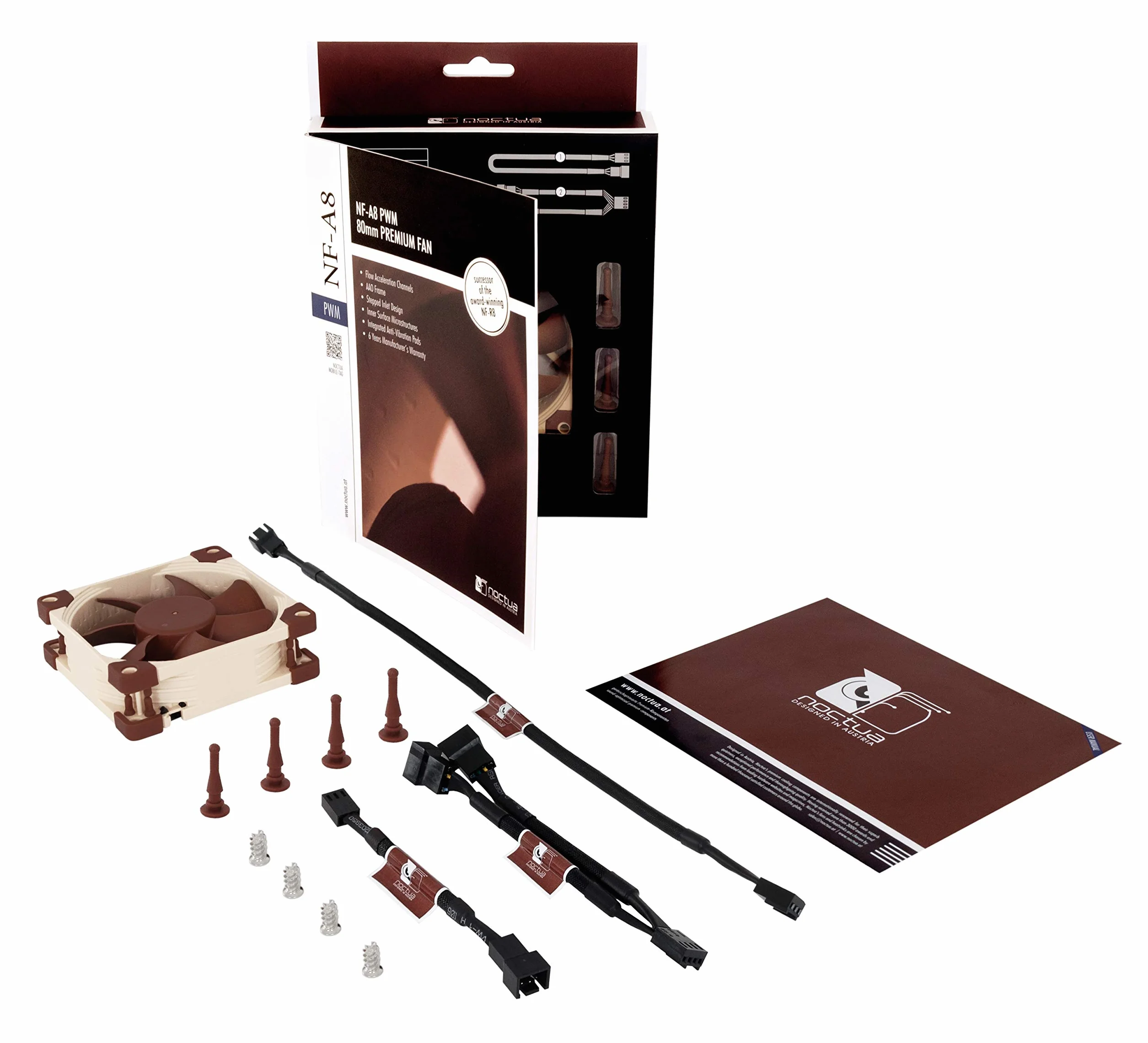 Noctua NF-A8 PWM, Cichy, 4-Pinowy Wentylator Klasy Premium (80 mm, Brązowy)