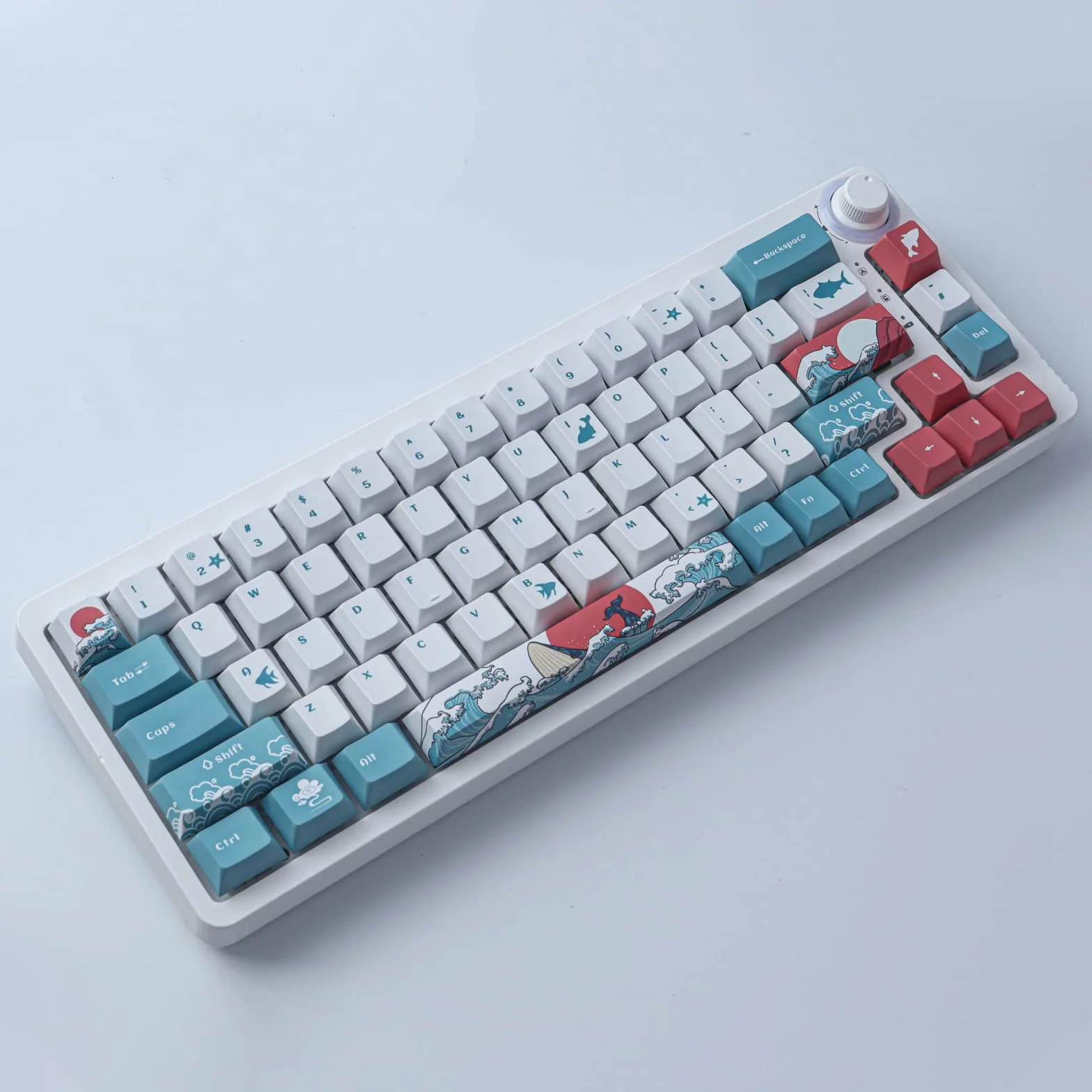 Nasadki klawiszy PBT, 100 klawiszy Cherry Profile Dye Sublimation, Coral Sea Keycaps do układu ISO/ANSI 61/64/68/87 Gateron MX przełączniki klawiatura mechaniczna