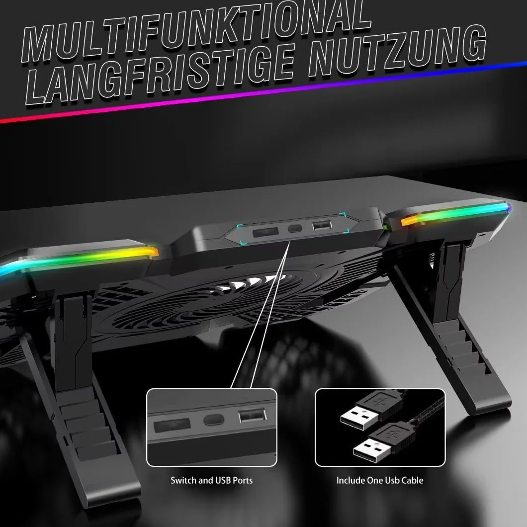 LIANGSTAR Podkładka chłodząca 5 wentylatorów 12-17 cali RGB USB