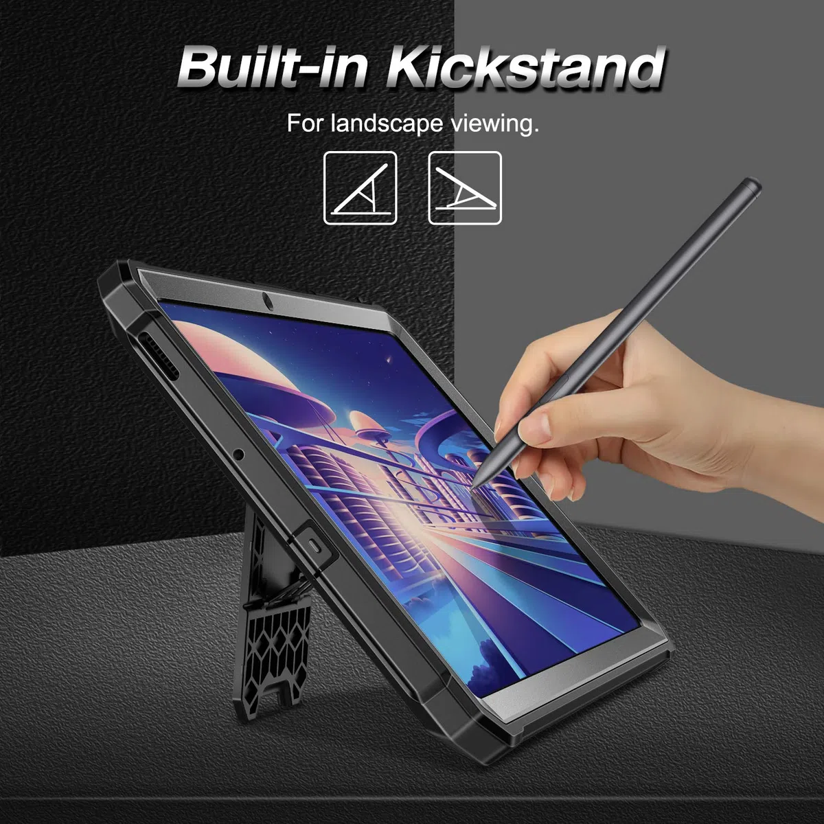 Fintie etui odporne na wstrząsy do Samsung Galaxy Tab S6 Lite 2022/2020 10,4 cala, wytrzymałe etui z podpórką i wbudowanym ochraniaczem ekranu do Galaxy Tab S6 Lite, czarne