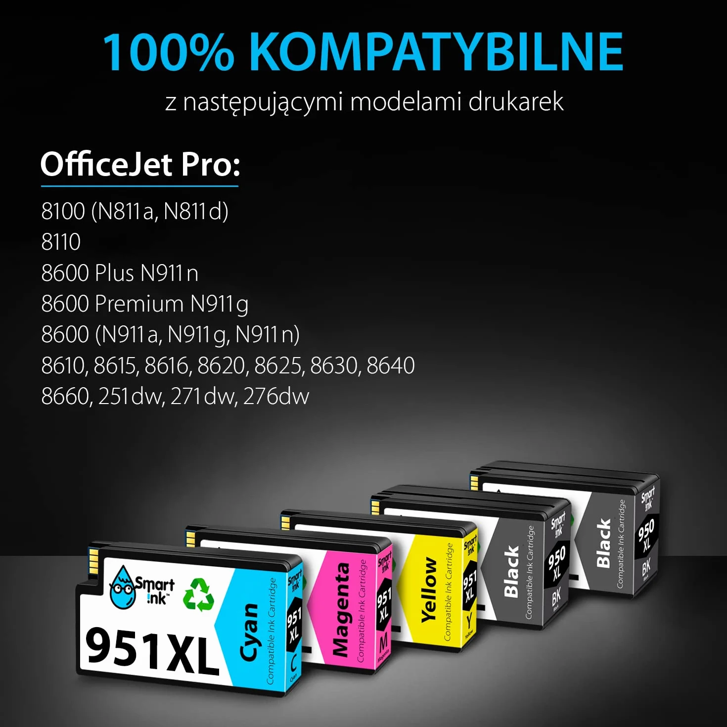 Smart Ink Kompatybilne wkłady atramentowe HP 950XL 951XL 5 Multipack do Officejet 8100 8600 8610 8620 8630 8640 8660 8615 8625 251DW