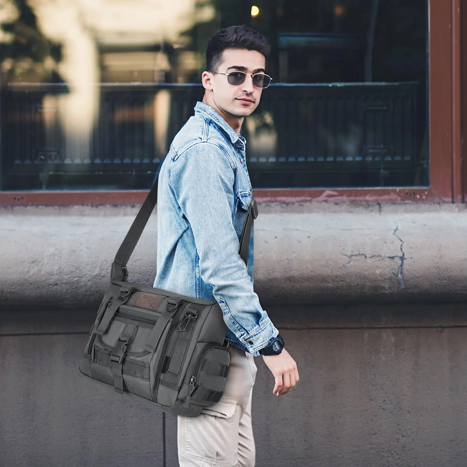 Huntvp Taktyczna torba na ramię, wojskowa, torba typu crossbody, wodoodporna, z regulowanym paskiem na ramię, do użytku na zewnątrz