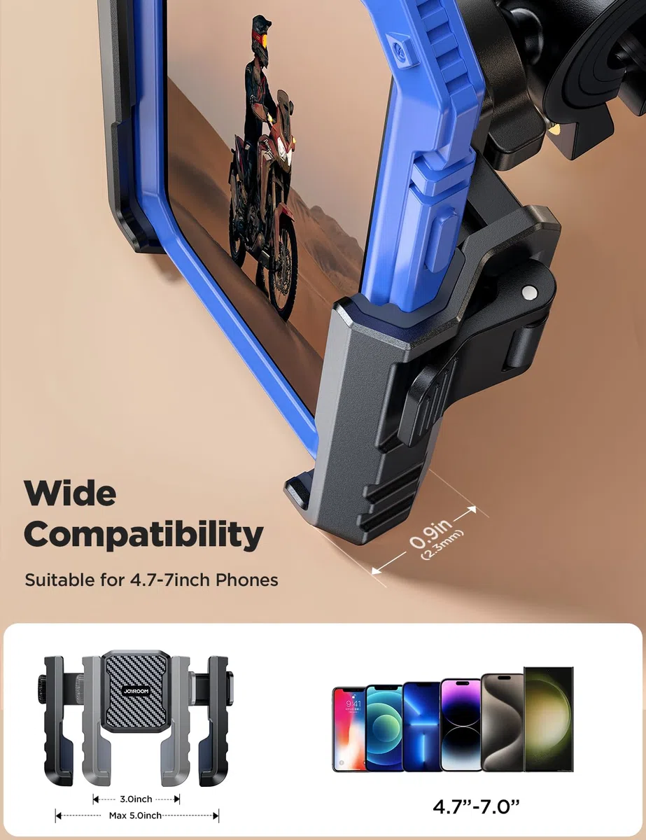 JOYROOM 2024 uchwyt na telefon motocyklowy, uchwyt na telefon komórkowy, antywibracyjny, uchwyt na telefon rowerowy, uniwersalny do iPhone 15 14 13 PRO Max, Samsung S24 S23 Ultra, 4,7-7" Smartfony