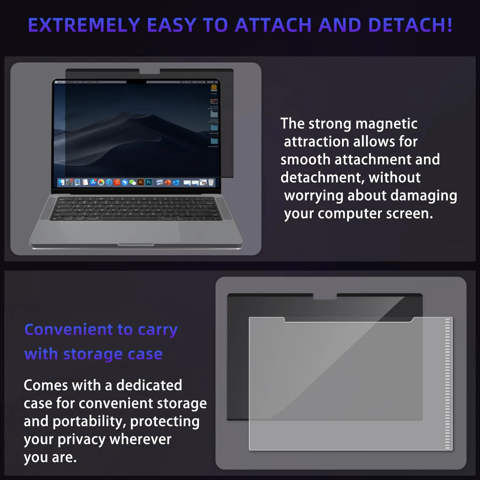 MacBook Pro 14" M5 Pro/Max magnetyczny filtr prywatności ochrona przed oślepieniem