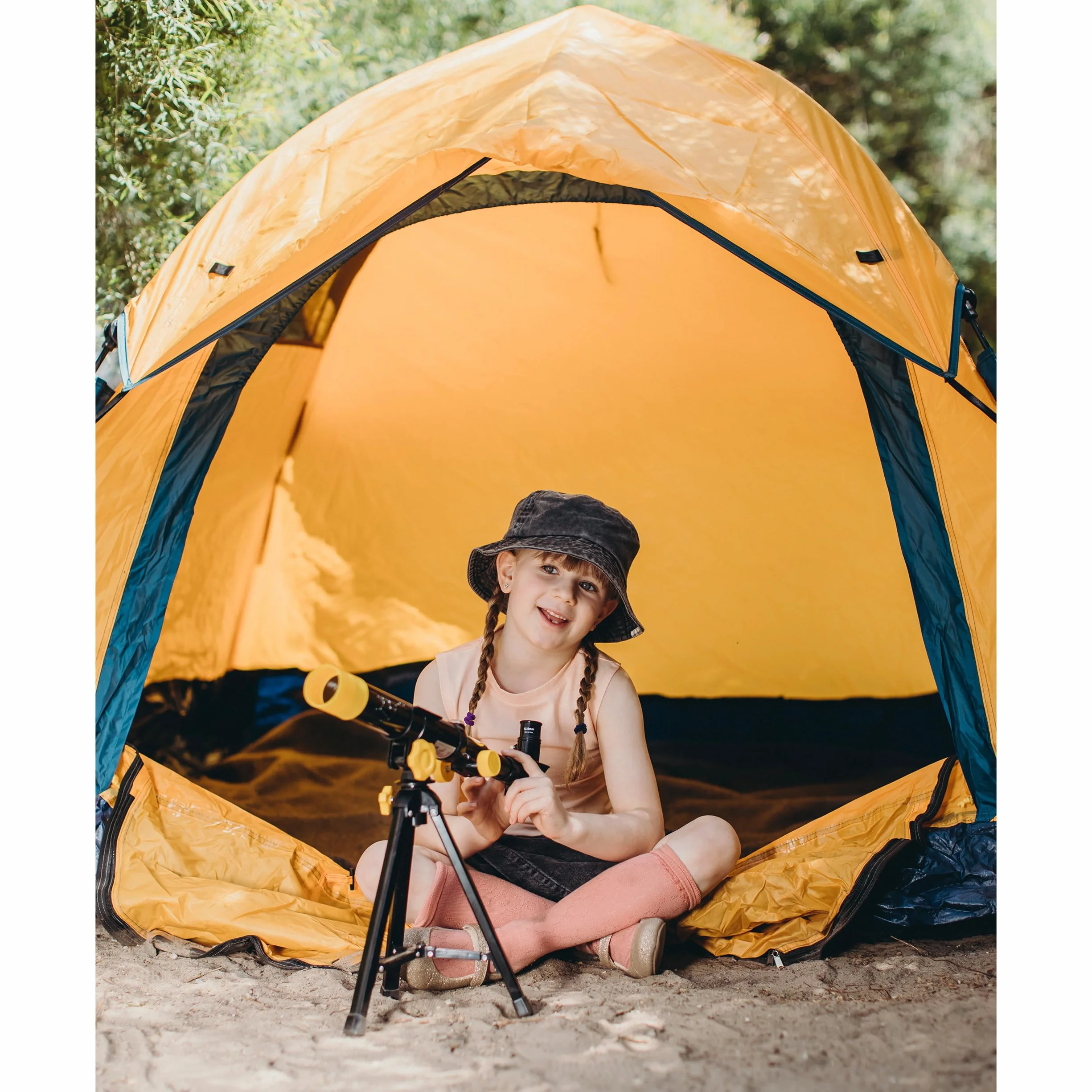 National Geographic Teleskop soczewkowy 40/400 teleskopowy stołowy dla dzieci z mocowaniem AZ, 2 okulary, wbudowany kompas i uchwyt na smartfon, czarny, 9140400