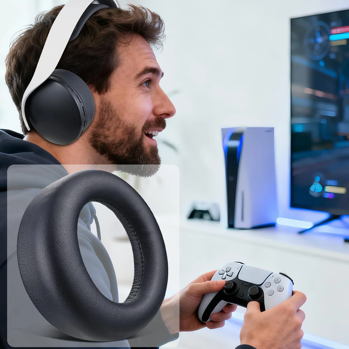 Soulwit Wymienne Poduszki Nausznik Do Sony Playstation 5 Pulse PS5 3D Bezprzewodowy Zestaw Słuchawkowy