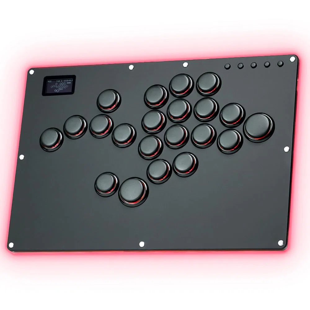 GuileKeys Arcade Fight Stick GK-21, All-Button Gamerfinger z niestandardowymi funkcjami RGB i Turbo, kontroler zręcznościowy do PC/PS4/PS3/Switch/Steam Game Keyboard Support Hot Swap & SOCD