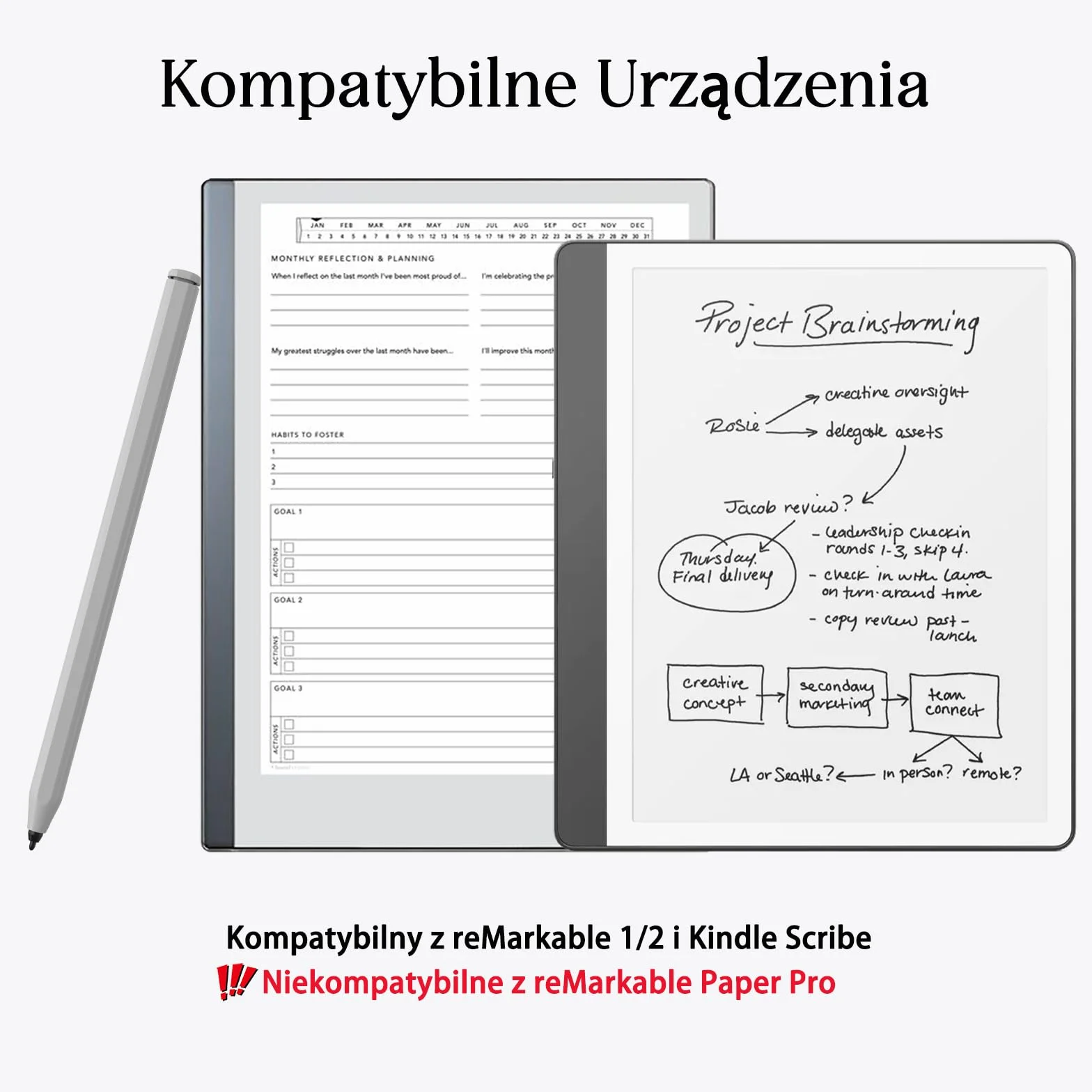 Rysik Kompatybilne z Remarkable 2 Pen, Stylus EMR z Gumką, Odrzucenie Dłoni i Wrażliwy na Pochylenie, Poziom Nacisku 4096, Pióro Cyfrowe do Remarkable 2/1/Kindle Scribe