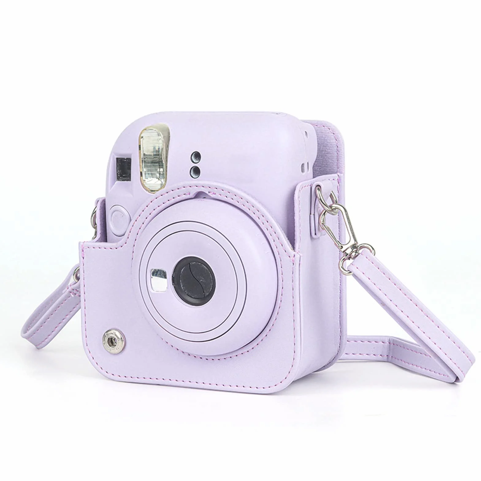 ASHATA Etui Ochronne do Aparatu Fuji Instax Mini 12, Torba PU na Aparat Mini 12 z Regulowanym Paskiem na ramię (Fioletowy Irys), ASHATA5GSAGK04CI-16