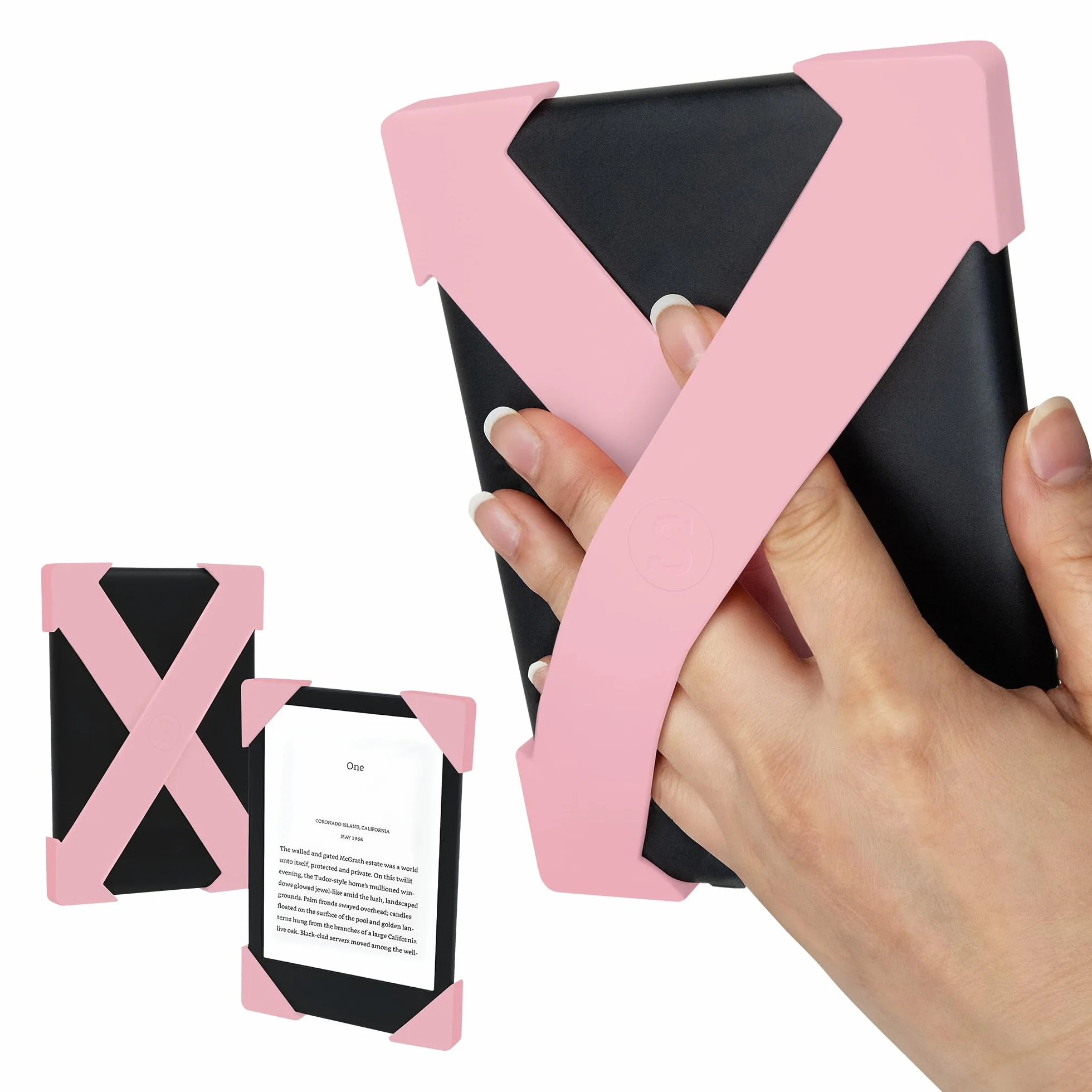 Strapsicle Pasek na Dłoń do Kindle Paperwhite 2024/2021 Signature Kobo Colorsoft 2 Paski Lekki Uchwyt do Czytania Rozmiar L Różowy