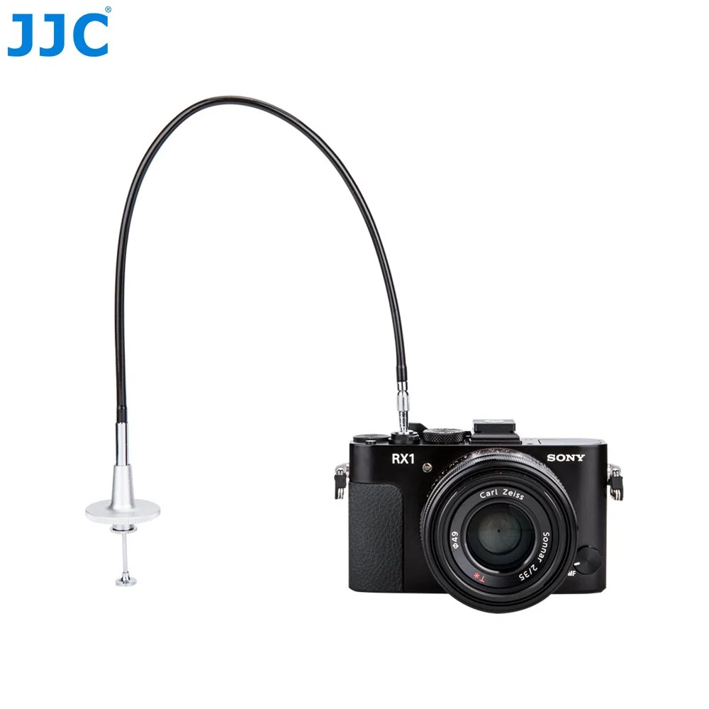 JJC 40 cm, srebrny, mechaniczny kabel zwalniający migawkę z blokadą żarówki, do Fujifilm Sony Leica Olympus Panasonic i aparatów z przyciskiem zwalniania otworu na śrubę