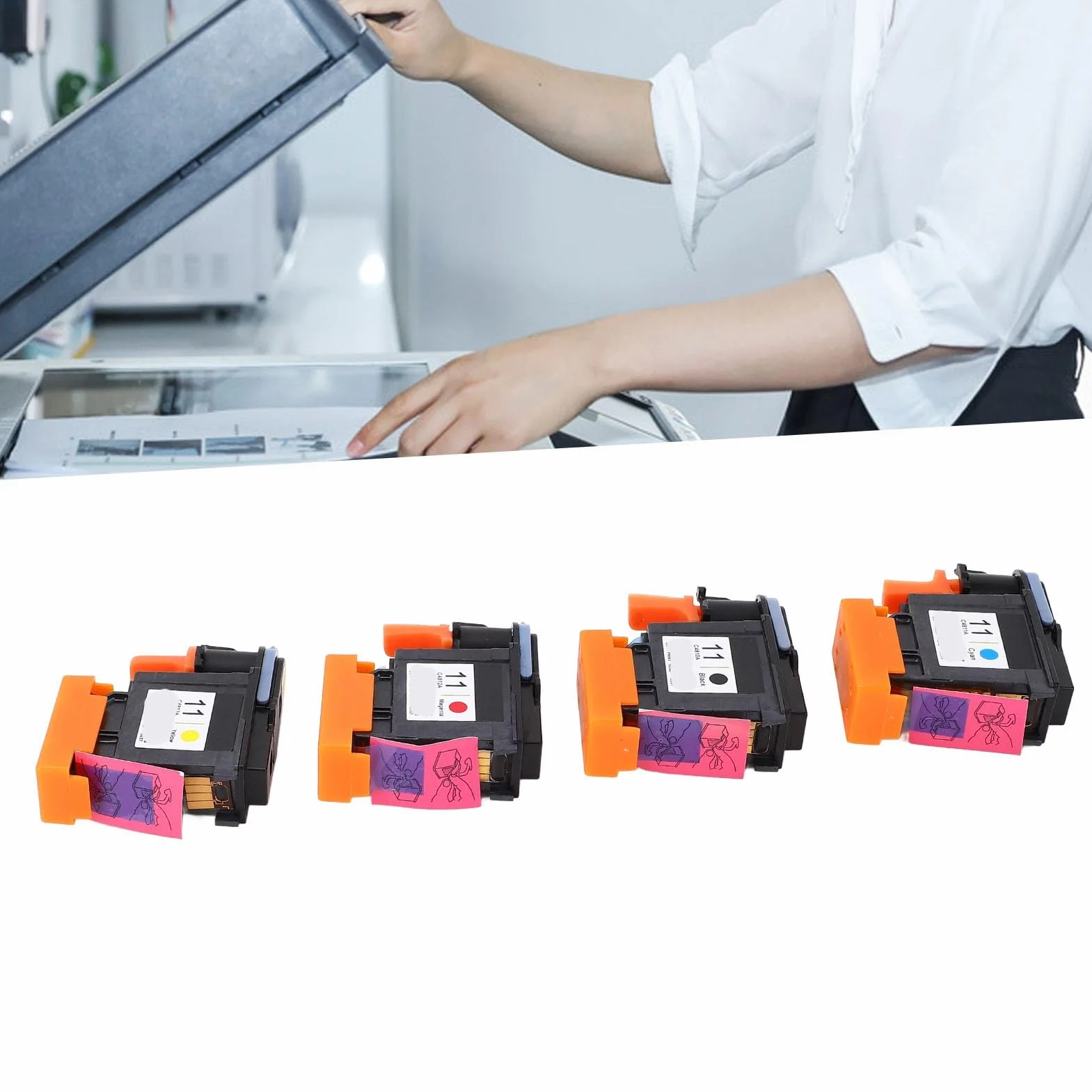 KIMISS Głowica drukująca for Designjet 100 110 111 500 510 800 813 850 – 4 szt. (CMYK) – wymienna, wysokiej jakości