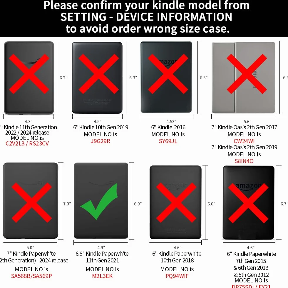 Etui obracane o 360 stopni do Kindle Paperwhite 17.3 cm (wersja 11. generacji-2021), odłączana magnetyczna konstrukcja, ochronna, regulowana osłona, przezroczysta tylna strona z automatycznym uśpienia