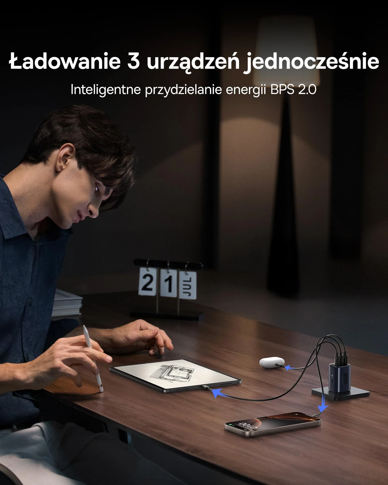 Baseus Picogo Ładowarka USB C 67W GaN 3 Porty PD PPS