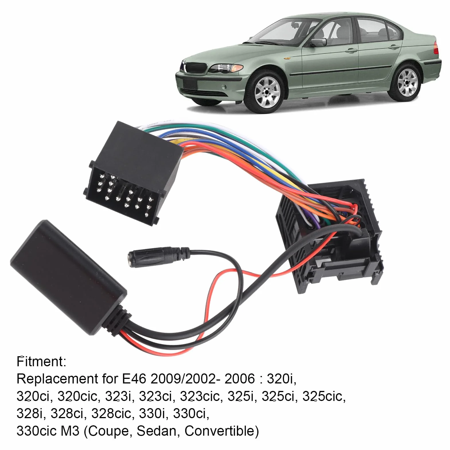 Samochodowy Odbiornik Modułu Bluetooth, Samochodowy 10-pinowy Adapter Modułu Bluetooth Zamiennik Kabla AUX-in dla E46 320 325 323 328 330 M3 Serii 3 z Mikrofonem