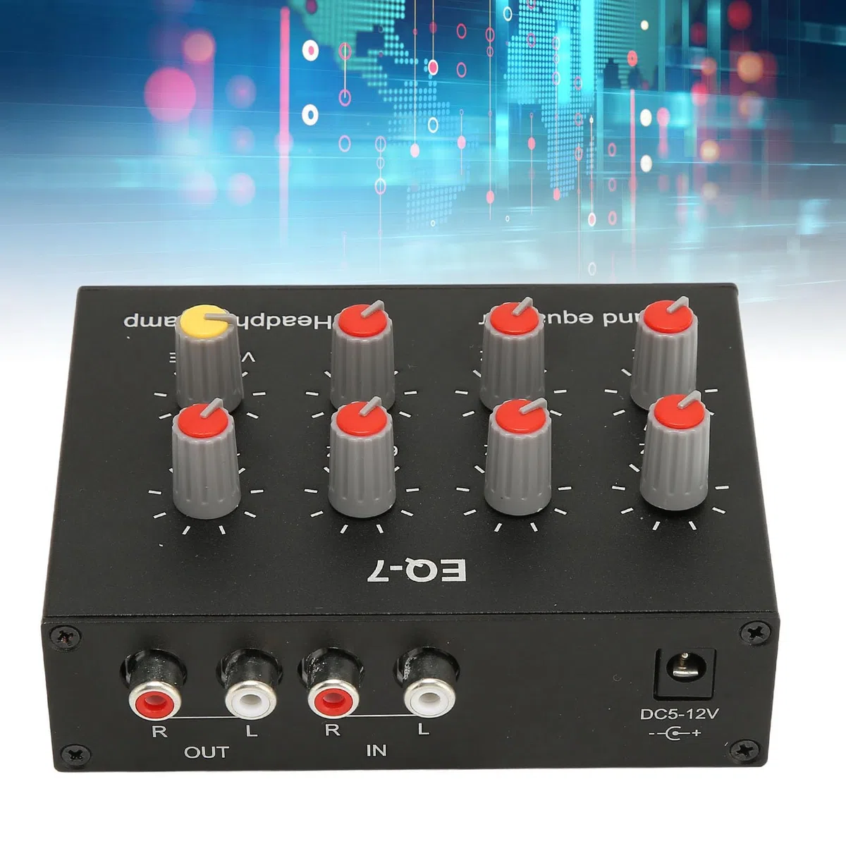 EQ 7 pasmowy Korektor Graficzny Audio w Samochodzie, Regulacja Wysokich Tonów Niskich 12 DB Dwukanałowy Korektor Graficzny, Wejście 3,5 Mm Korektor Samochodowy Audio Wzmacniacz