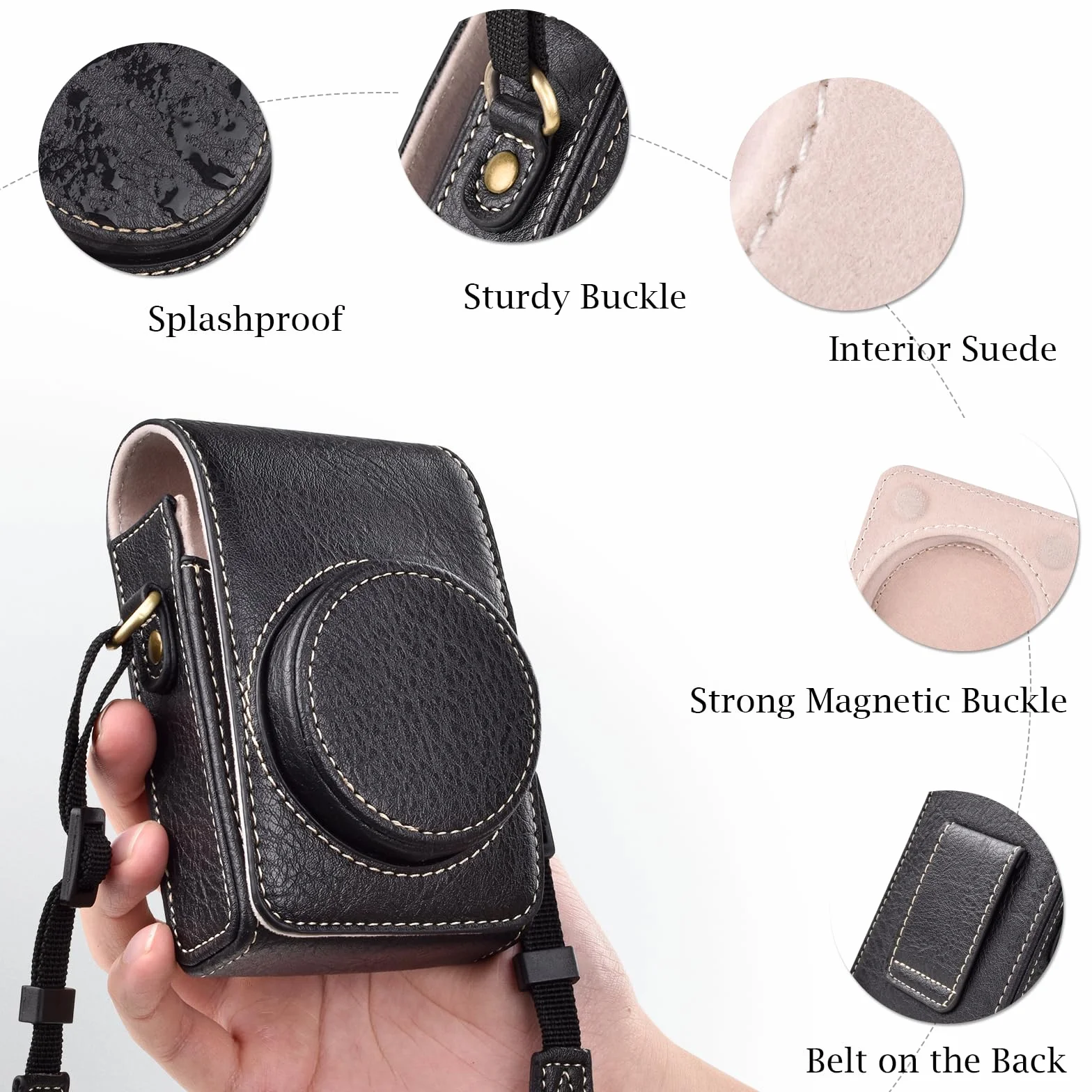 Rieibi Etui na aparat Sony RX100 Series – skórzane etui retro do GR IIIx/GR III/Sony RX100 II III IV V VI VII, Tekstura czarna, Nowa wersja