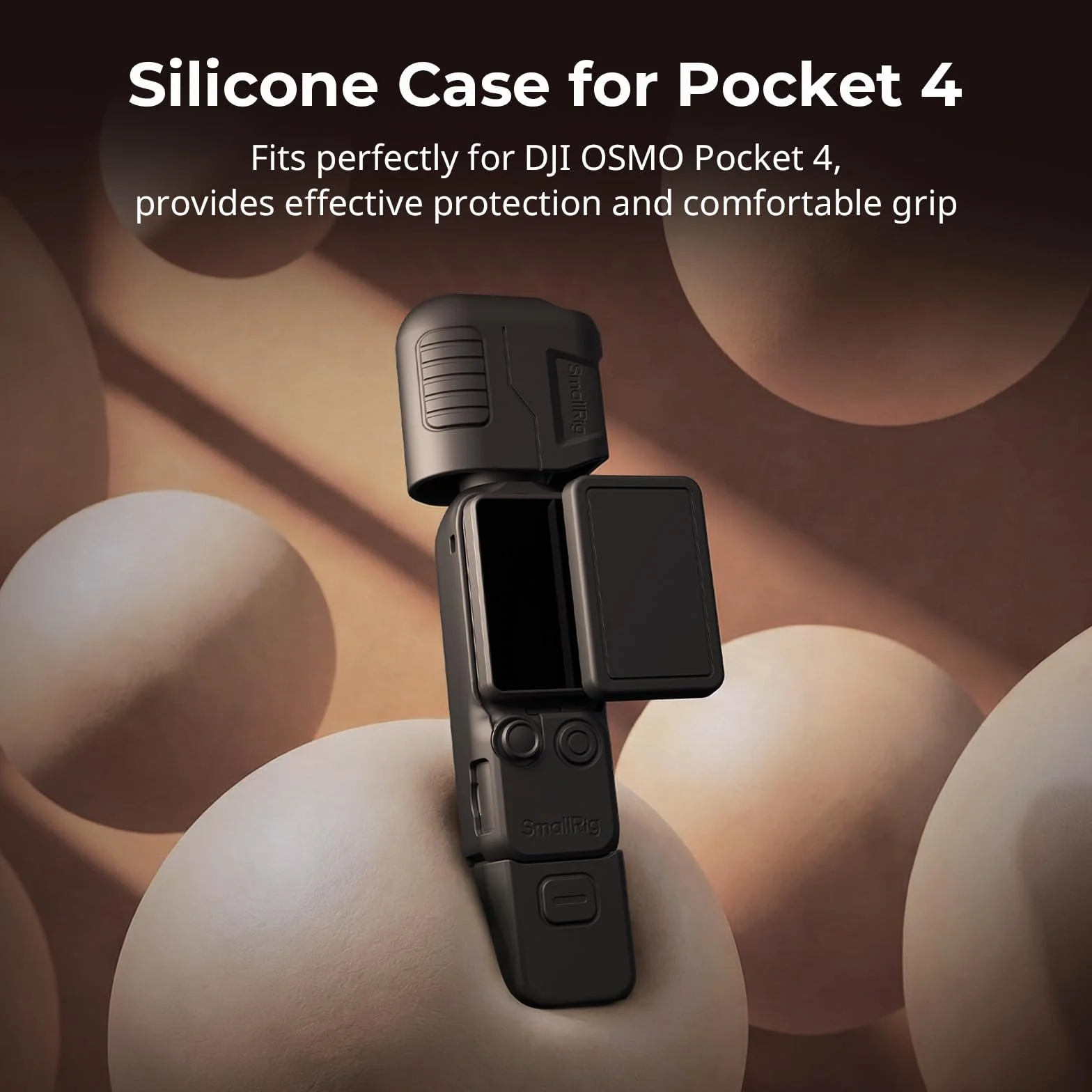 SMALLRIG Silikonowe Etui Ochronne do DJI Osmo Pocket 4, Modułowa Ochrona, Miękki Silikon, Hartowane Szkło Ochronne, Pasek na Nadgarstek 6007