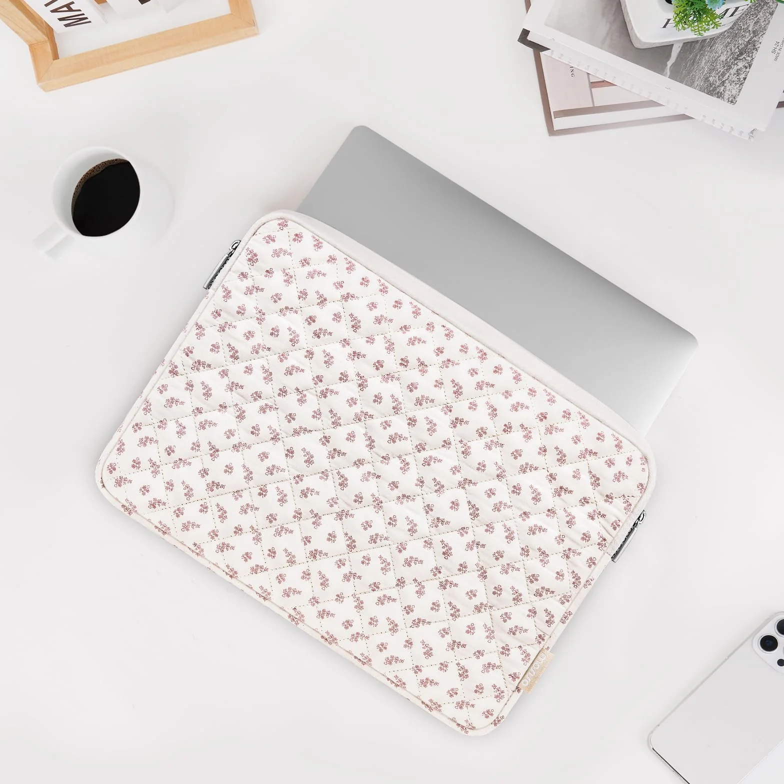 MOSISO Puffy torba na laptopa o przekątnej ekranu 13-14", Puffy, etui na laptopa kompatybilne z MacBook Air 13 13,6 / Pro 13/Pro 14, HP Dell ASUS Lenovo, kwadratowa, pikowana torba i małe etui
