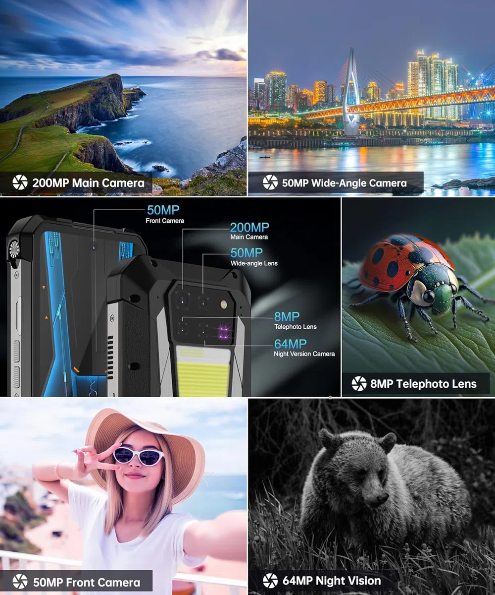 8849 Tank 3 Pro wytrzymały smartfon 23800 mAh wytrzymały projektor telefon 36 GB + 512 GB Dual SIM 5G Android 14 odblokowane telefony komórkowe 17.2 cm duży ekran, światło kempingowe/rozszerzenie 2 TB