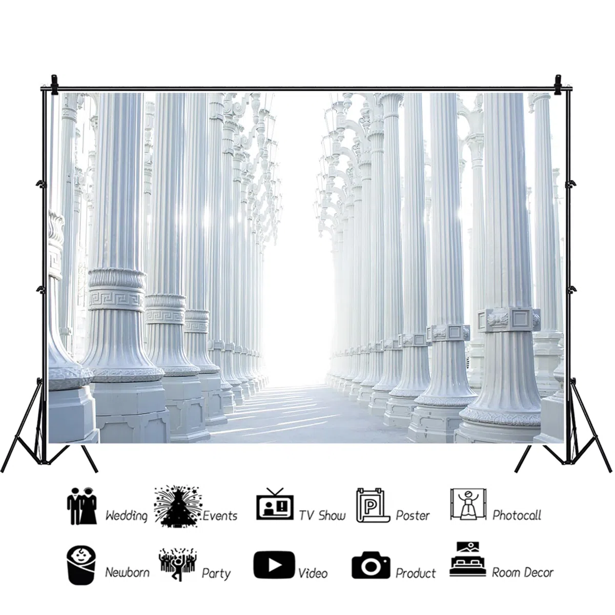 3,7 x 2,4 m greckie tło filarowe, winylowe, białe, eleganckie pałace, marmurowy filar, tło fotograficzne na ślub, urodziny, dla dzieci, kostium, przyjęcie, rekwizyty do studia