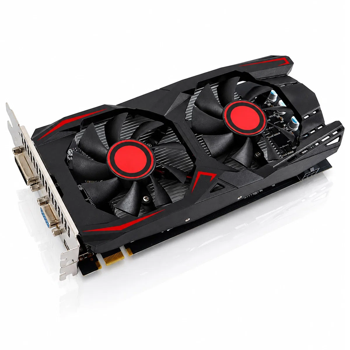 HERCHR Karta graficzna wideo PC, 6 GB GDDR5 192BIT podwójny wentylator PCIE 2.0 gniazdo 16X obsługuje interfejs multimedialny DVI VGA HD, karta graficzna do gier na komputer stacjonarny