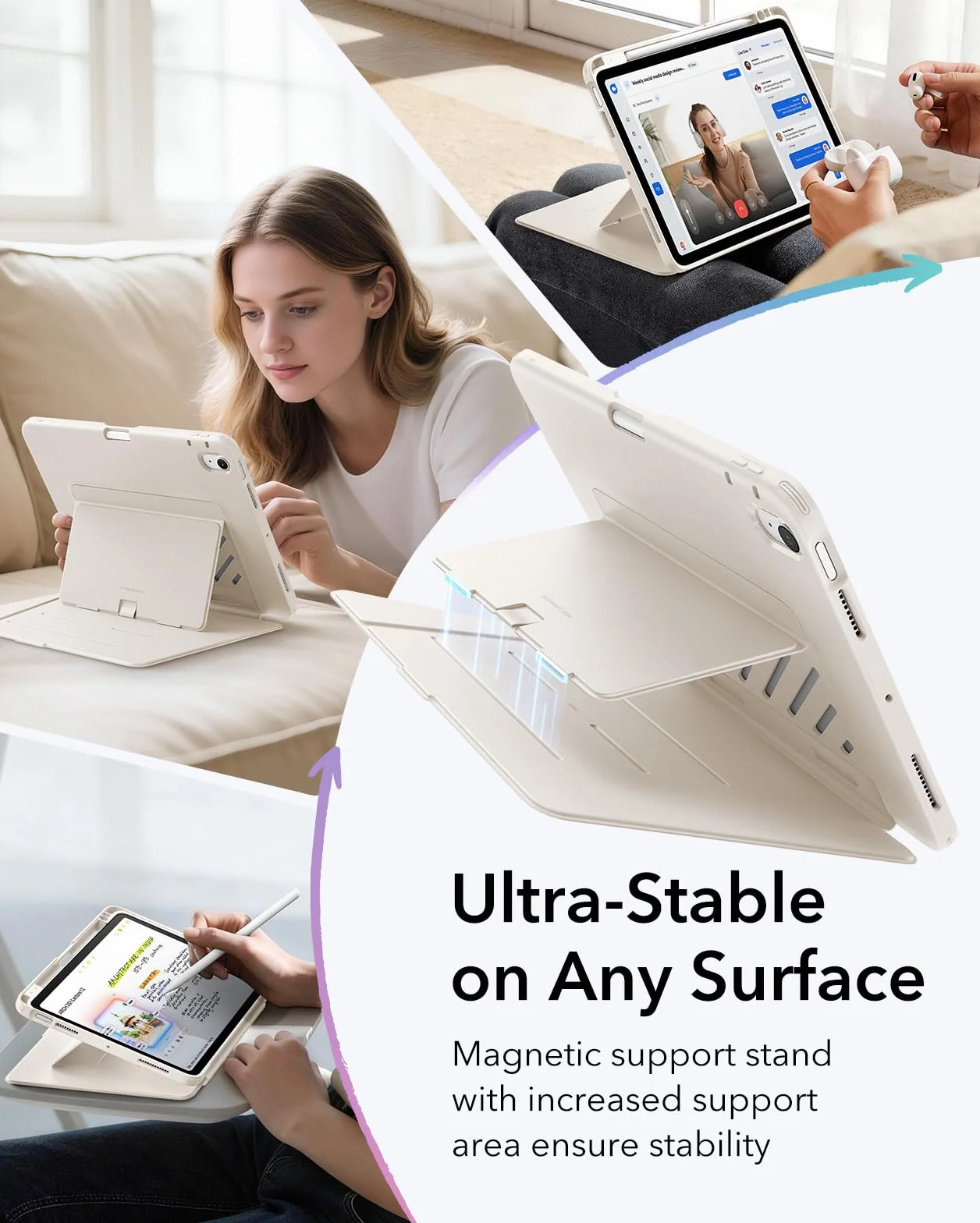 ESR etui na iPad Air 11 cali M3/M2 (2025/2024), iPad Air 5./4. generacji (2022/2020), pionowa podstawka, wiele kątów obrotu, ultra stabilne etui z uchwytem na rysik, seria magnetyczna z klapką