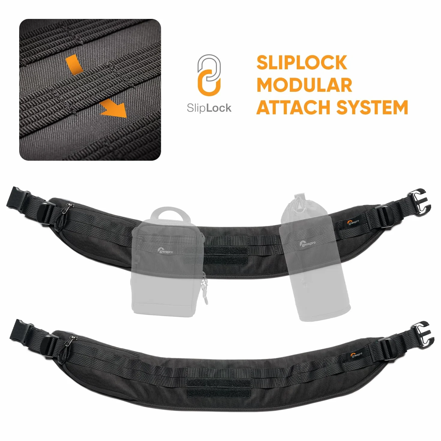 Lowepro ProTactic Utility Belt III, kompatybilny z ProTactic Camera Backpack 350/450 III, Toploader Lens Cases Modular System, Sliplock Connection Attached Loop, Pas biodrowy do akcesoriów do aparatów