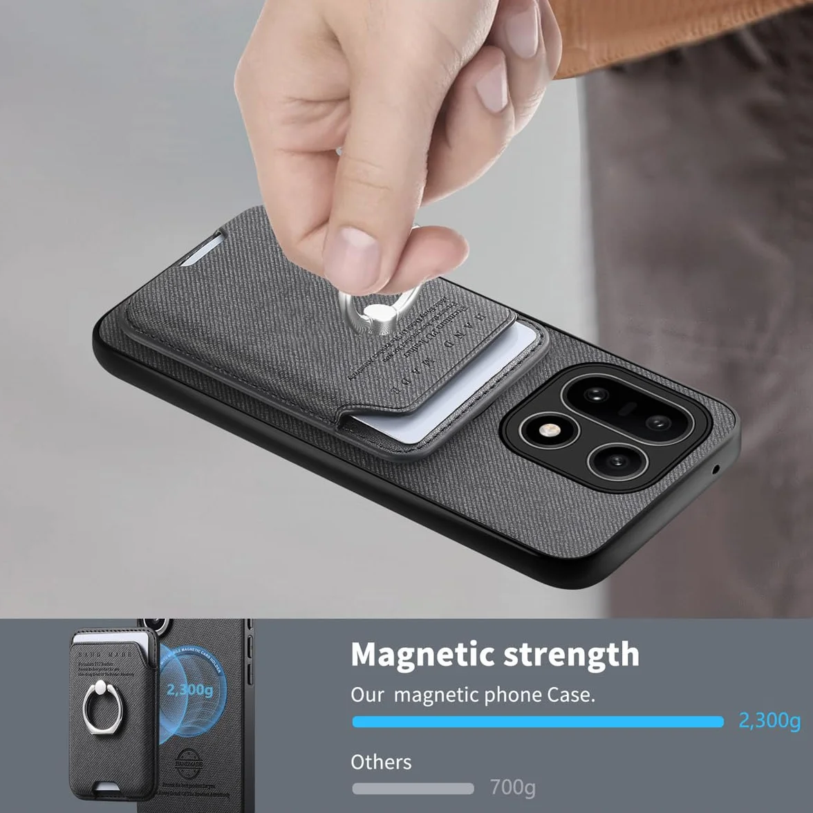 MOJIA Etui na OnePlus 15, zdejmowane etui z uchwytem na karty magnetyczne, smukła konstrukcja z funkcją stojaka, czarny