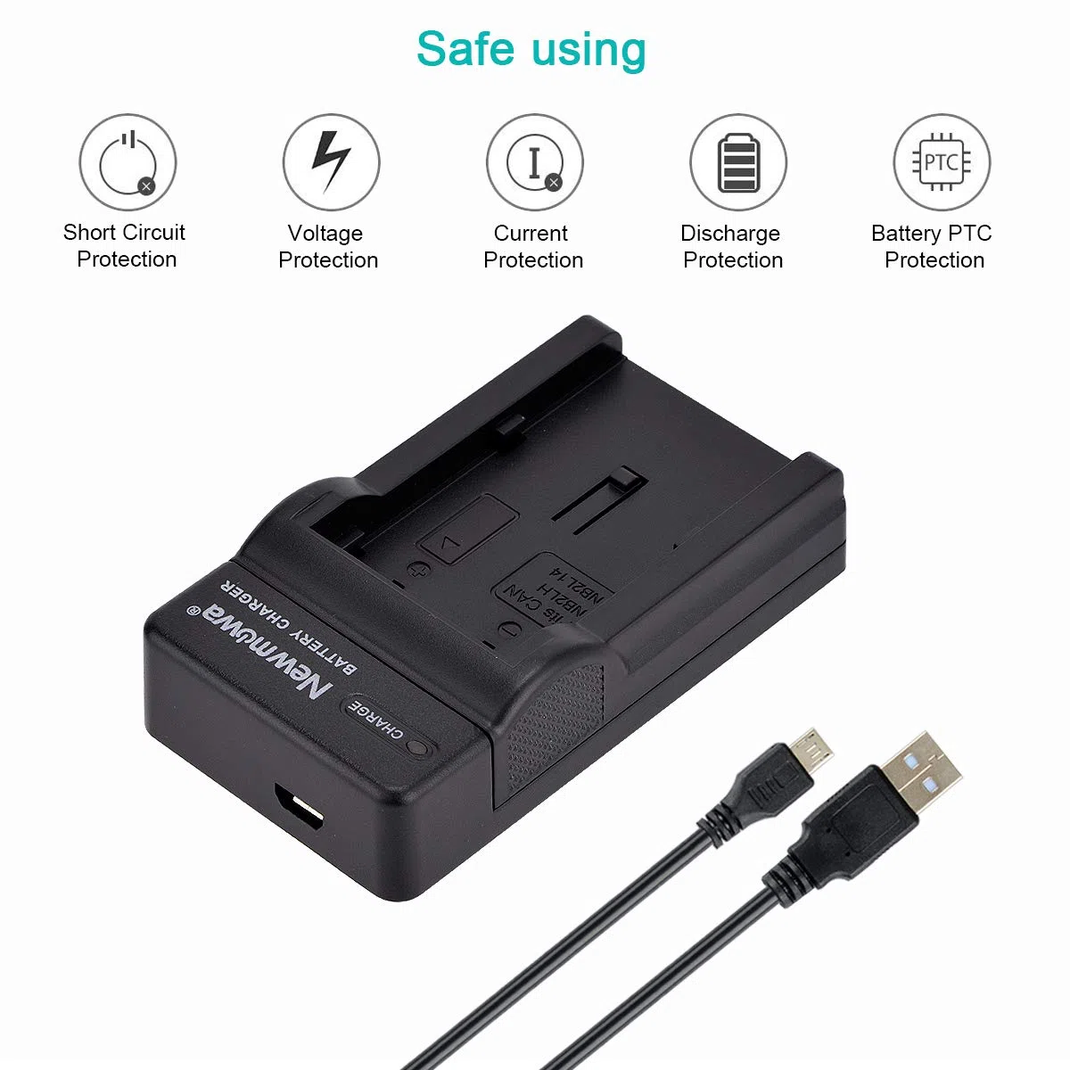Newmowa NB-2L Bateria zamienna (2-pak) i przenośna ładowarka USB do Canon NB-2L NB-2LH BP-2L5 BP-2LH i Canon DC301 DC310 DC320 DC330 DC410 DC420 Elura 40 50 60 65 70 80 85 90 EOS 3500 D