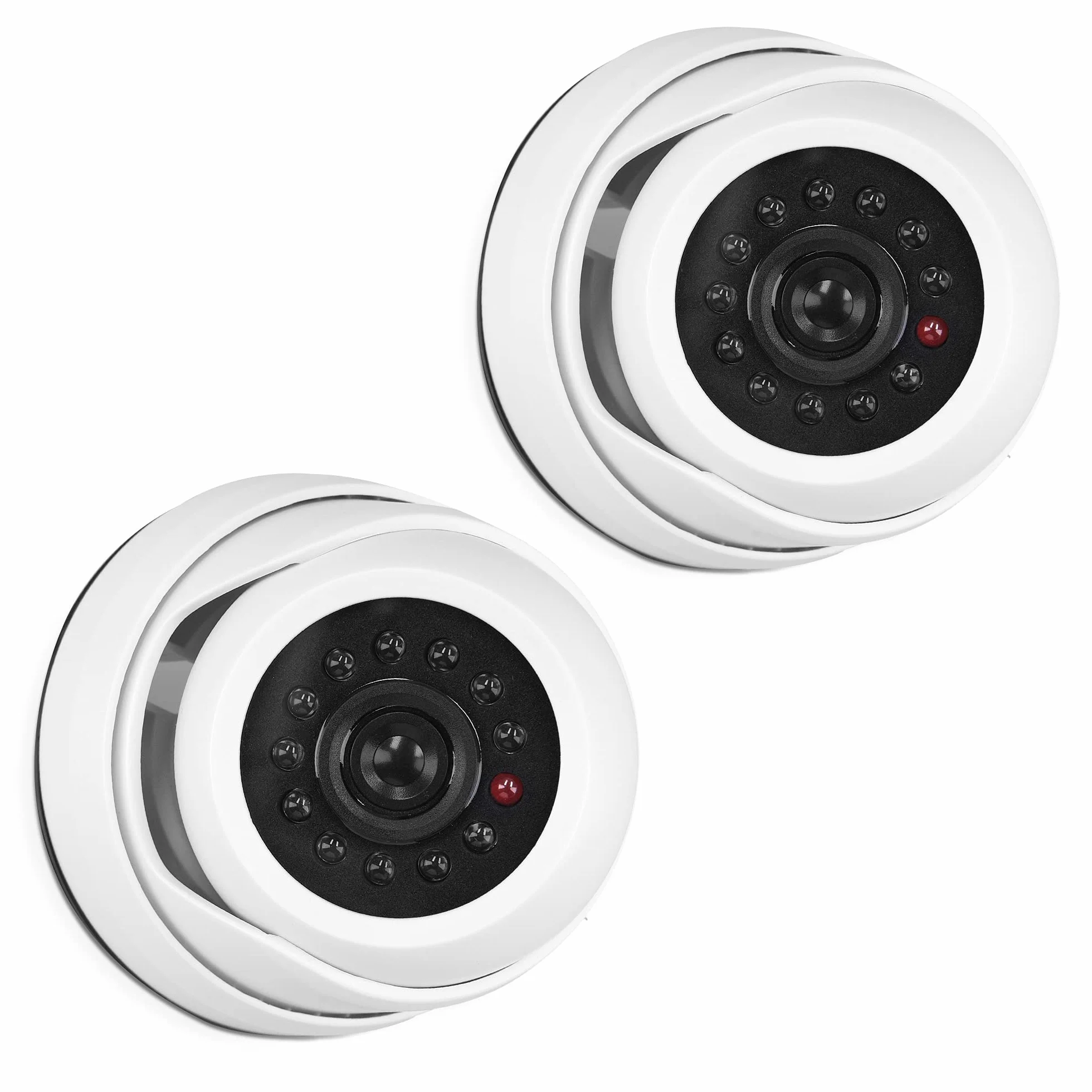 kwmobile 2X atrapa kamery do konstrukcji stropowej - ze światłem LED - zestaw atrap kopułkowej kamery monitorującej - zwodniczo prawdziwa fałszywa kamera bezpieczeństwa w kolorze białym