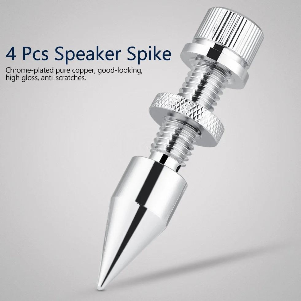 Speaker Spikes, 4 szt. Copper Speaker Spike Feet Pads buty izolacyjne odporne na uderzenia z 4 podkładkami podstawowymi do głośników Hi-Fi / ramy głośnika