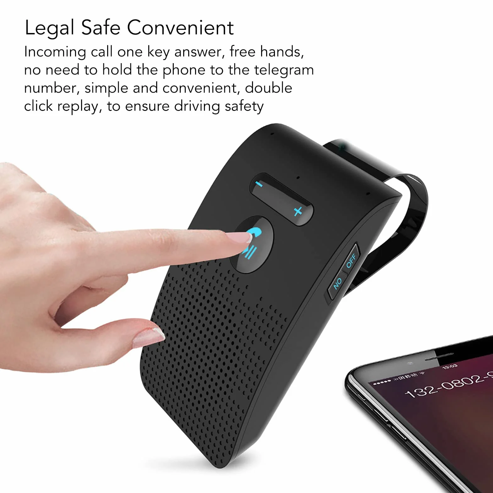 Samochodowy Zestaw Głośnomówiący, Bezprzewodowy Adapter Odbiornika Osłony Przeciwsłonecznej Bluetooth do Samochodu, Głośnik MP3, z Klipsem z Tyłu