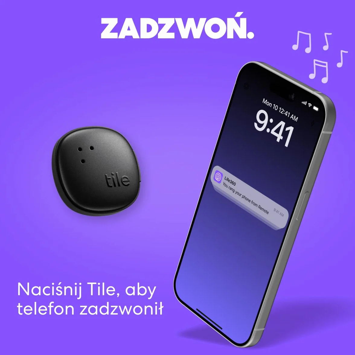 Tile by Life360 Sticker - mały lokalizator Bluetooth do znajdowania pilotów, rowerów, okularów i innych rzeczy. Zgodność: iOS i Android. Znajdowanie telefonu. 1 szt. (czarny)