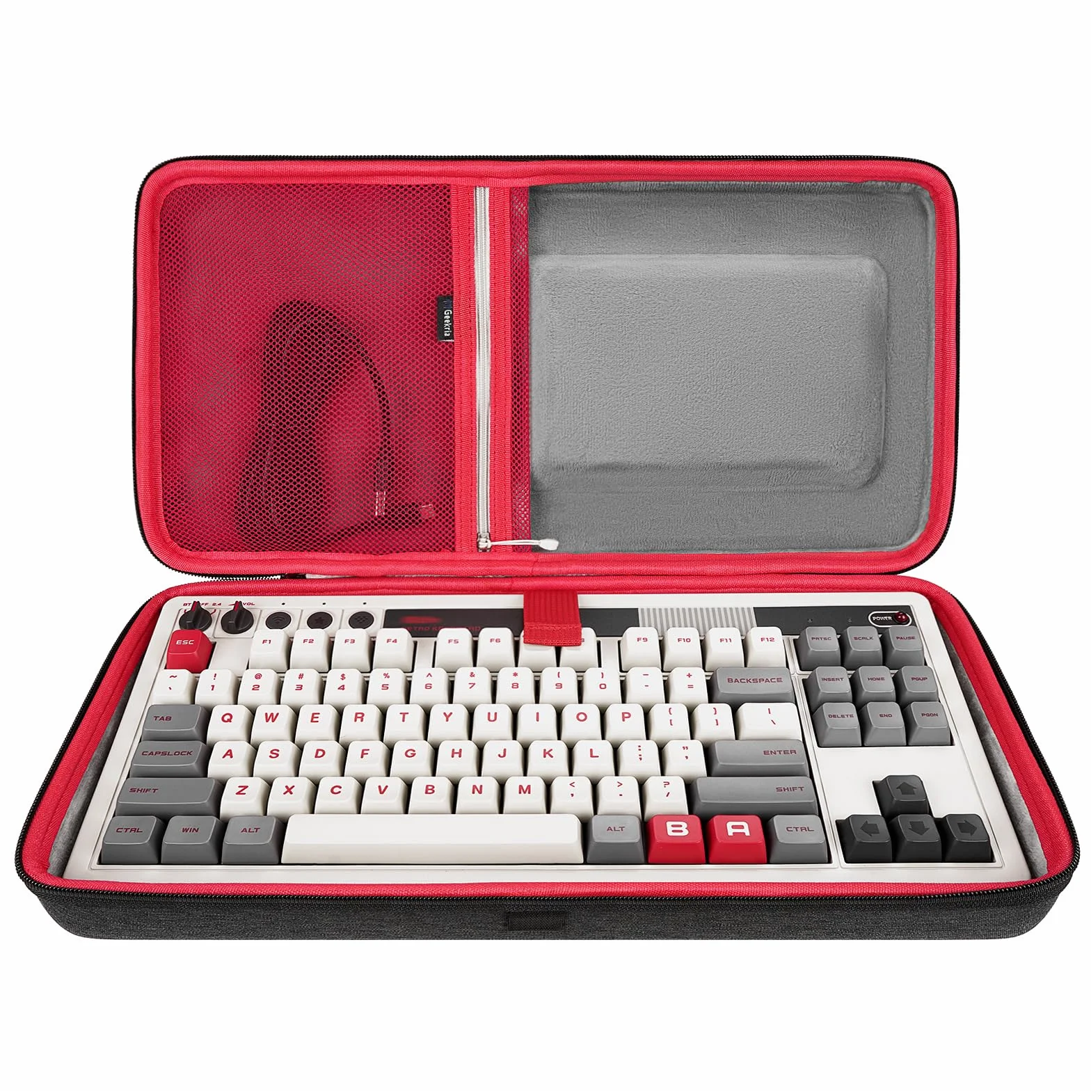 Geekria mechaniczna obudowa do klawiatury gamingowej Tenkeyless TKL, twarda torba podróżna, kompatybilna z 8Bitdo Retro Mechanical Keyboard Dual Super Programmable Keys (ciemnoszary)