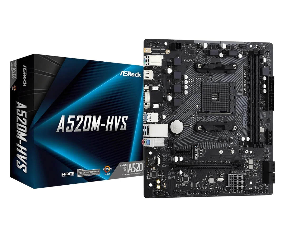 ASRock A520M-HVS AM4 2 DDR4 4XSATA3 Ultra M.2 6XUSB porty VGA/HDM płyta główna 90-MXBE60-A0UAYZ