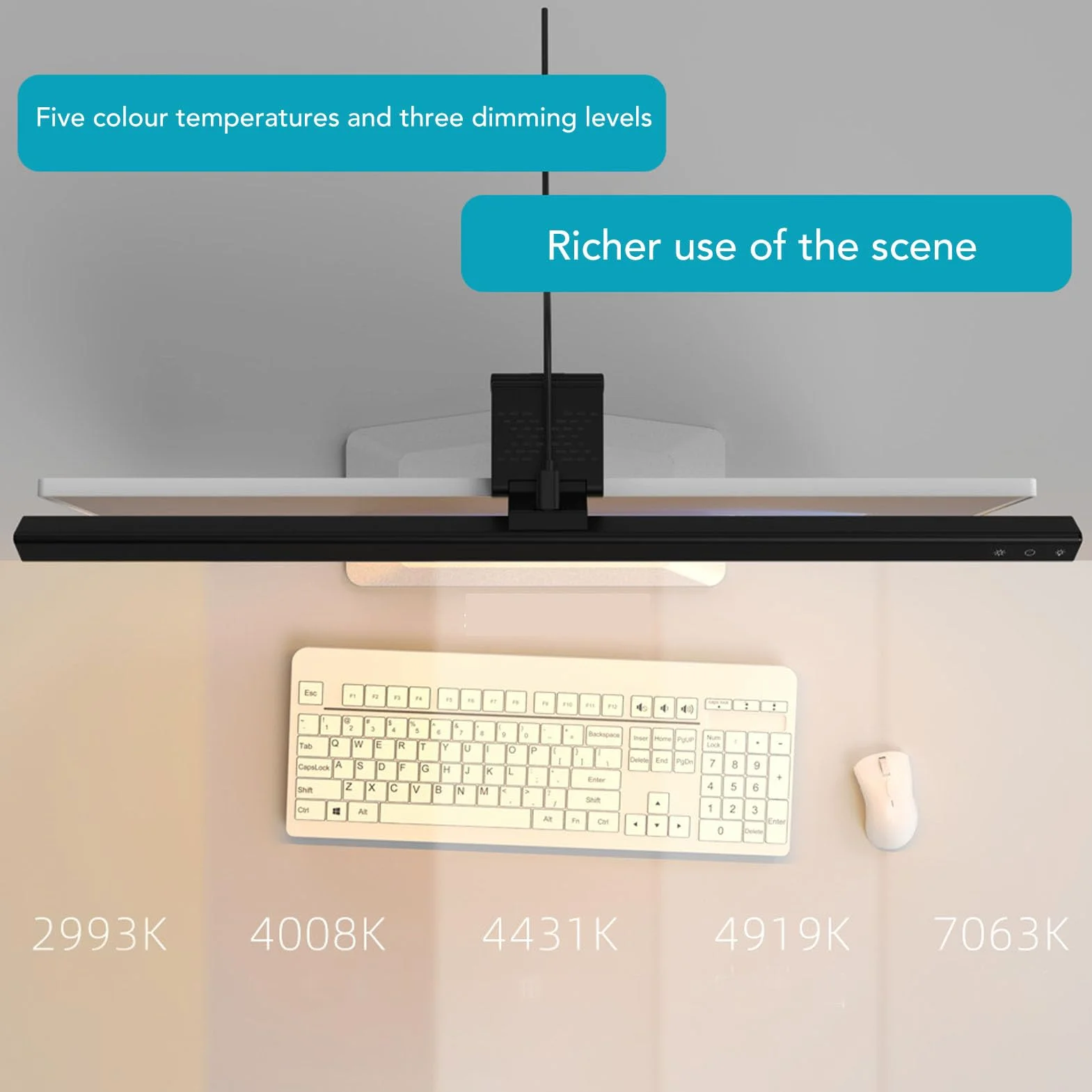Monitor Light Bar, Laptop Light Bar Eye Protect USB Powered LED Screen Lamp Touch Control Space Saving for Computer Office Gaming
