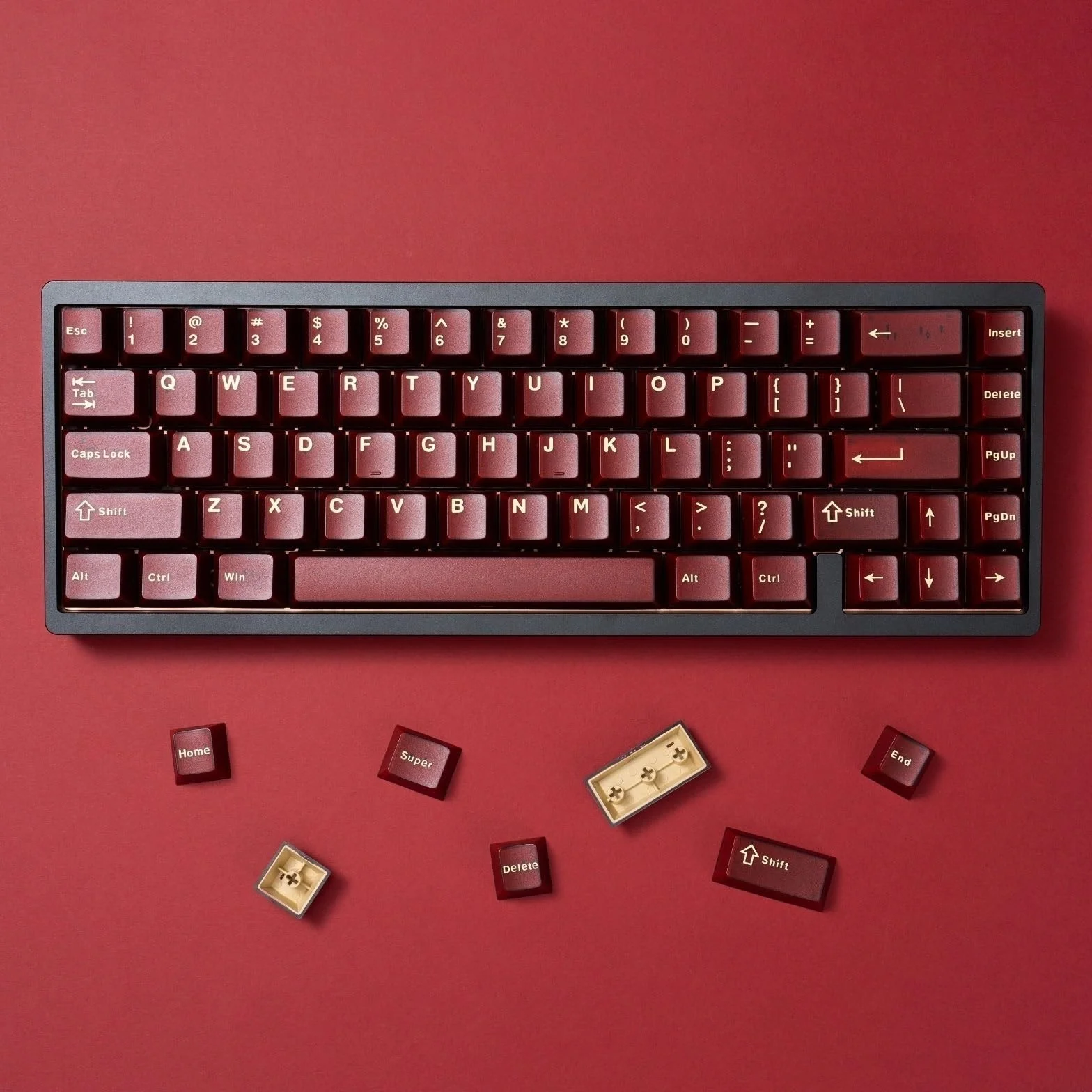 Jade Series Keycaps Double-Shot ABS Cherry Profile Minimalist Keycap for Custom Mechanical Keyboard Red