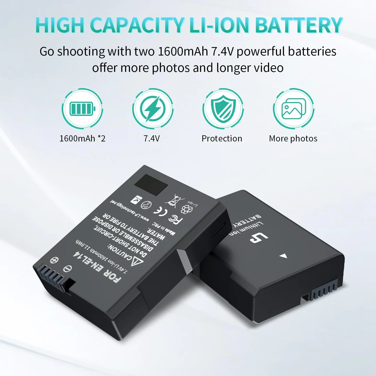 Zestaw ładowarki i akumulatorów LP EN-EL14 / EN-EL14a 2x 1600 mAh dwukanałowa do Nikon D3100 D3200 D3300 D3400 D3500 D5100 D5200 D5300 D5500 D5600 DF
