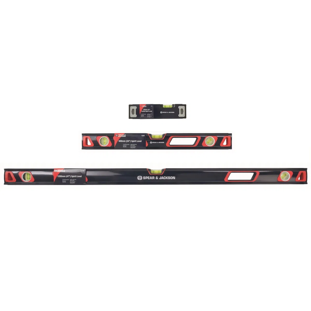 Spear & Jackson SL3PS 3-częściowy zestaw poziomic w szytej na miarę torbie na ramię