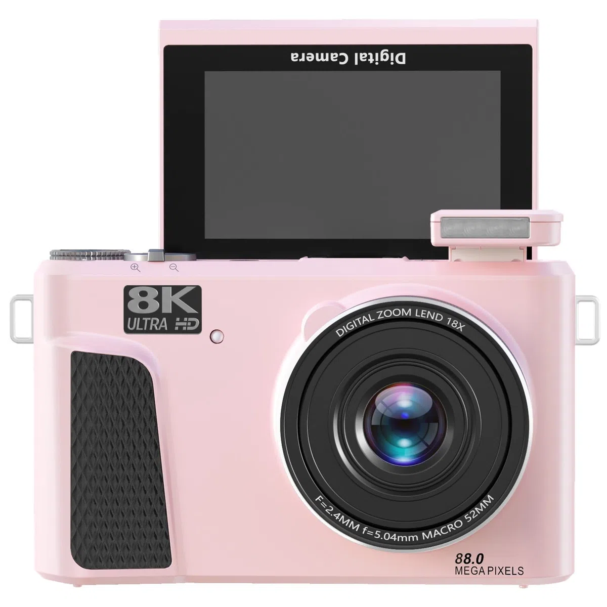 Fockety Kamera Cyfrowa 8K do Fotografii, Wi -Fi 88MP Autofocus Compact Camera z 3 -calowym Ekranem Klapki, 18x Cyfrowy Zoom i Bateria dla Początkujących, Nastolatków, Dorosłych (PINK)