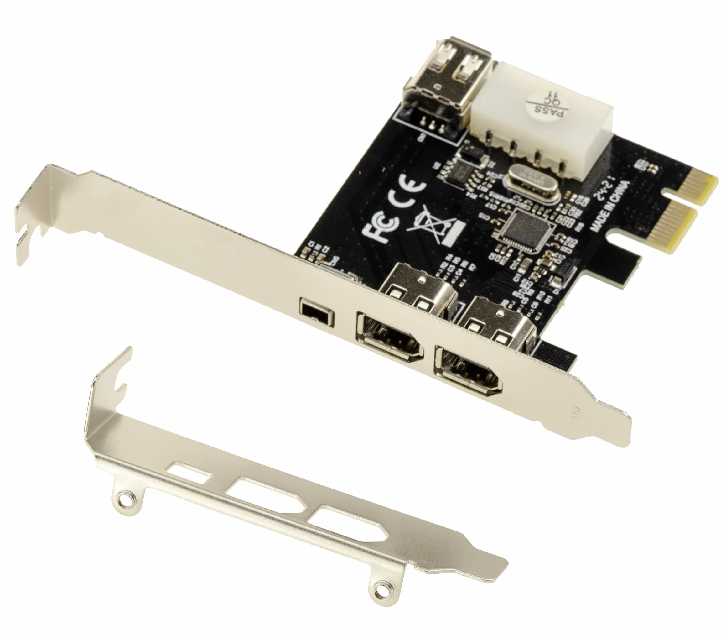 KALEA-INFORMATIQUE Karta kontrolera PCI Express PCIe do FireWire 400 IEEE1394a 2+1 porty 6 punktów i 4 punkty z chipsetem Via VT6315. z kablem Ilink i uchwytami o niskim i wysokim profilu
