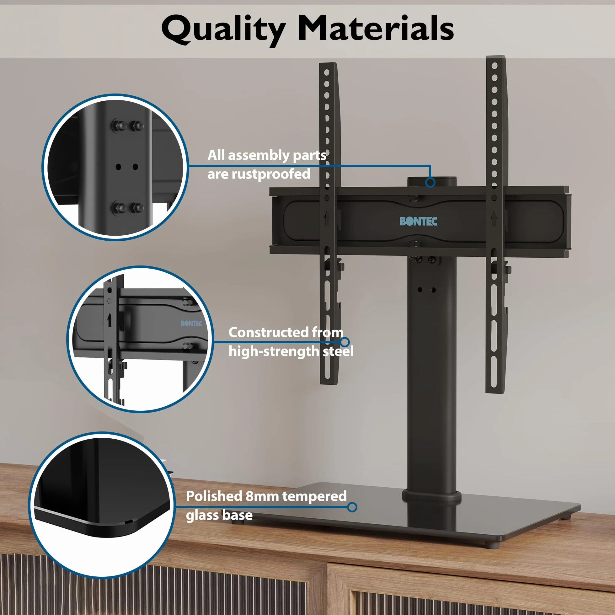 BONTEC Stojak TV 26-55 cali Obrotowy VESA 400x400 mm 45 kg Czarny