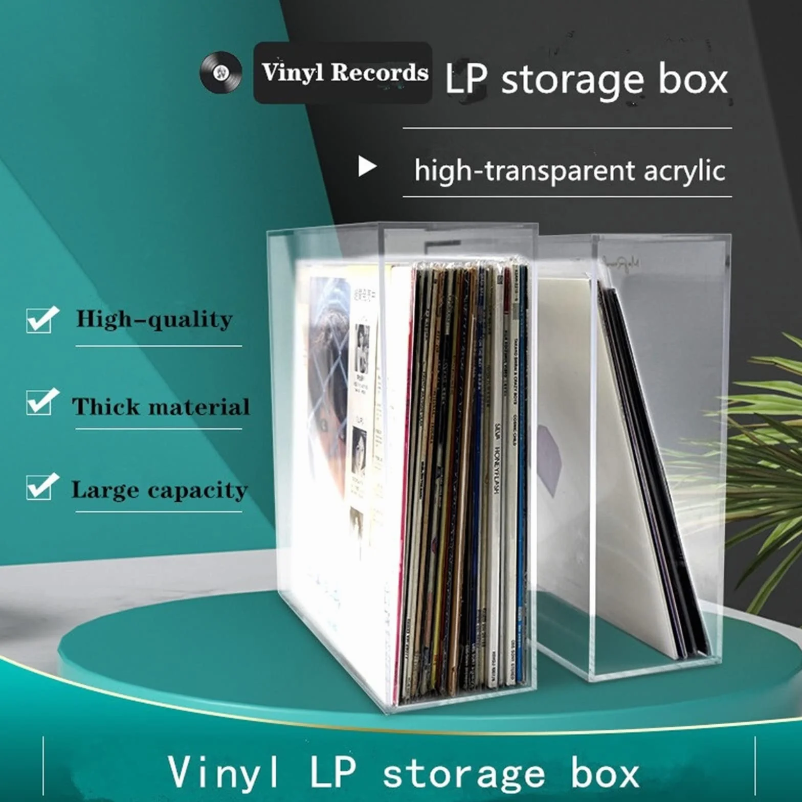 Stojak na płyty CD Stojak do przechowywania płyt winylowych, przezroczyste pudełko do przechowywania płyt winylowych LP Akrylowy uchwyt do przechowywania płyt Domowy pojemnik do przechowywania płyt Po