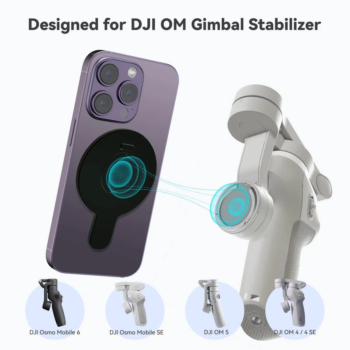 CloudValley Uchwyt magnetyczny DJI, zaprojektowany dla DJI OM Mobile OM 7P/7/6/5/4/4 SE stabilizator gimbalowy, uchwyt na telefon do akcesoriów Magsafe iPhone, czarny