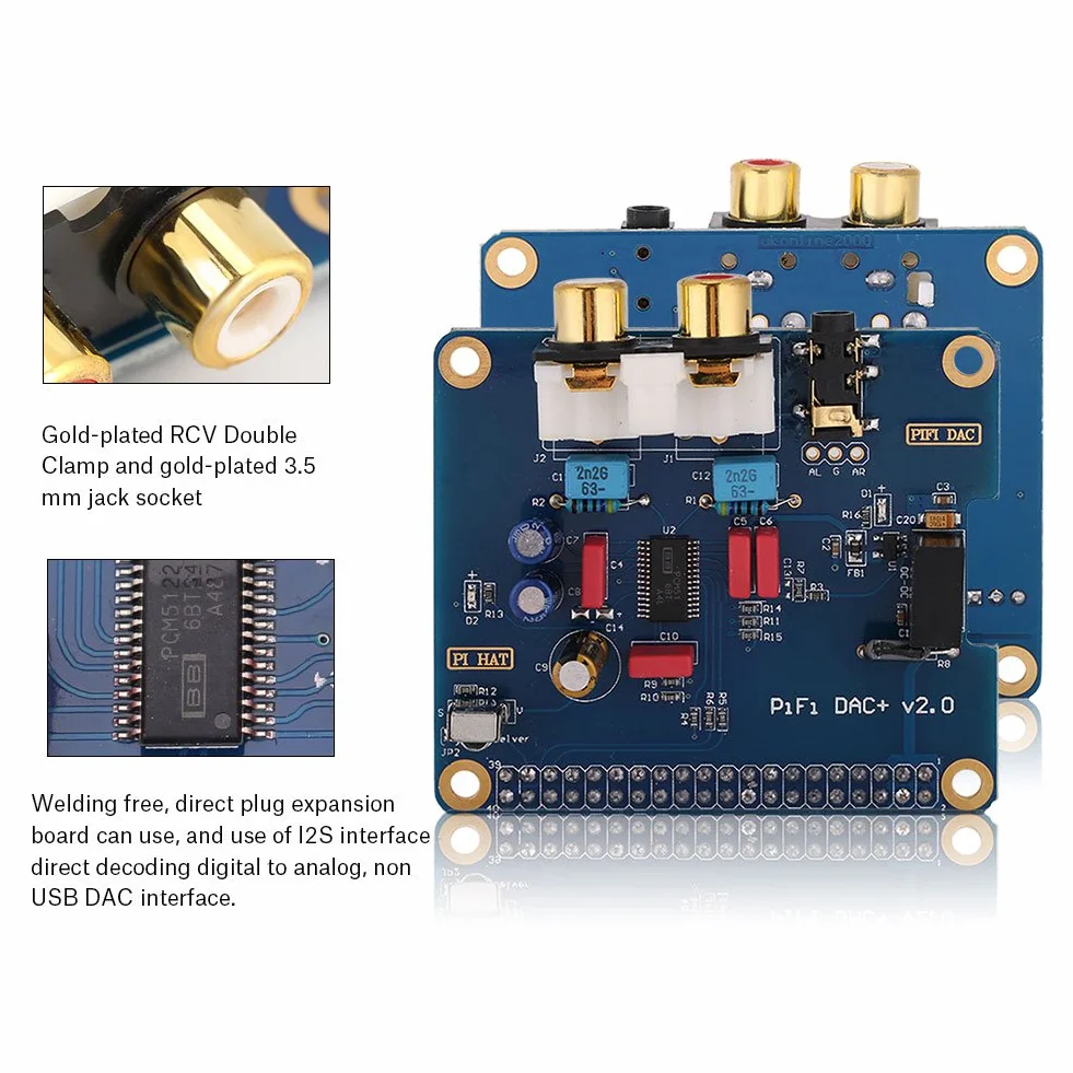 Vbestlife I2S Interfejs HiFi DIGI DAC Cyfrowy Moduł Karty Dźwiękowej do Raspberry Pi 3 Model B / 2B / B