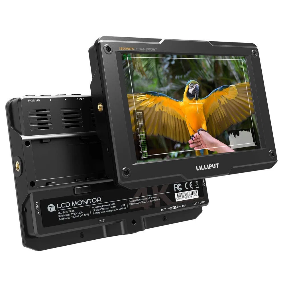 Lilliput H7S 7 cali 4K DSLR monitor polowy Ultra Bright 1800 nitów HDMI i SDI wejście wyjście 1920 x 1200 IPS HDR, 3D -LUT & Color Space, miernik poziomu, histogram, Focus Peaking (H7S HDMI i SDI)